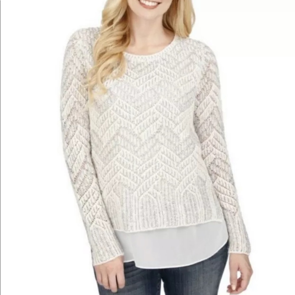 Lucky Brand Knit Chevron Lines Sweater M